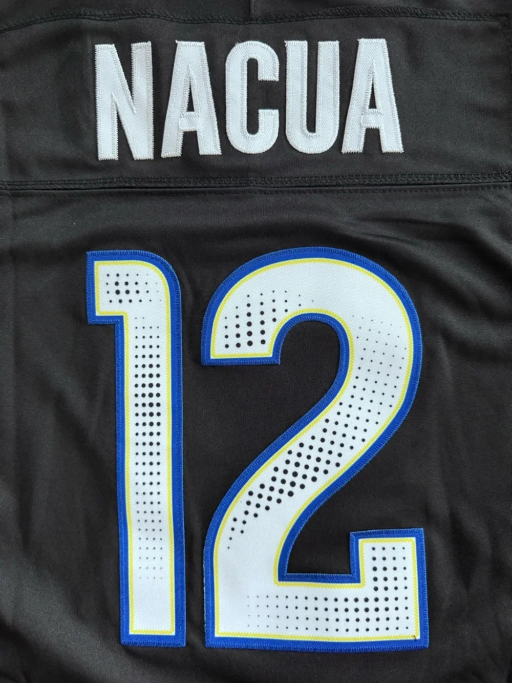 Nike Los Angeles Rams Black Jersey with Blue and Yellow Accents #12